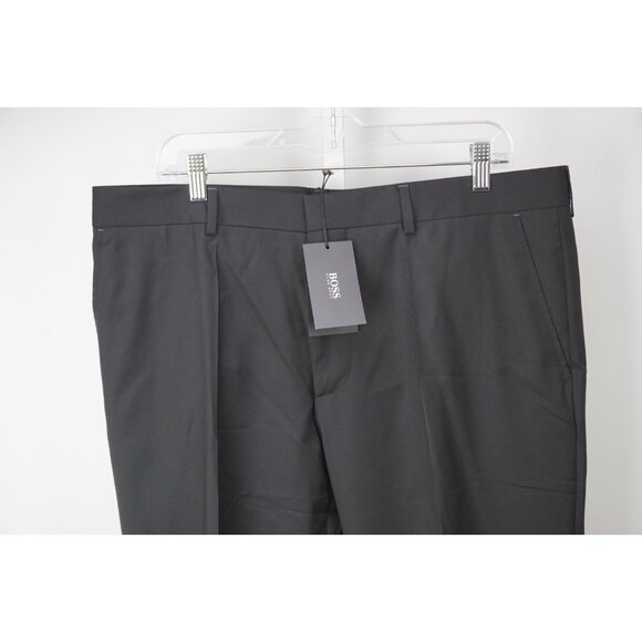 Hugo Boss Parkway Comfort Wool Solid Black Mens Dress Pants Sz 38 Brand New